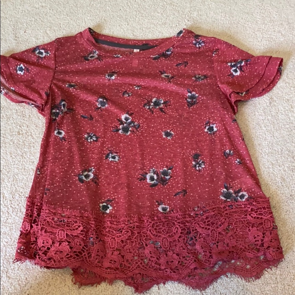 Pink floral detailed bottom top